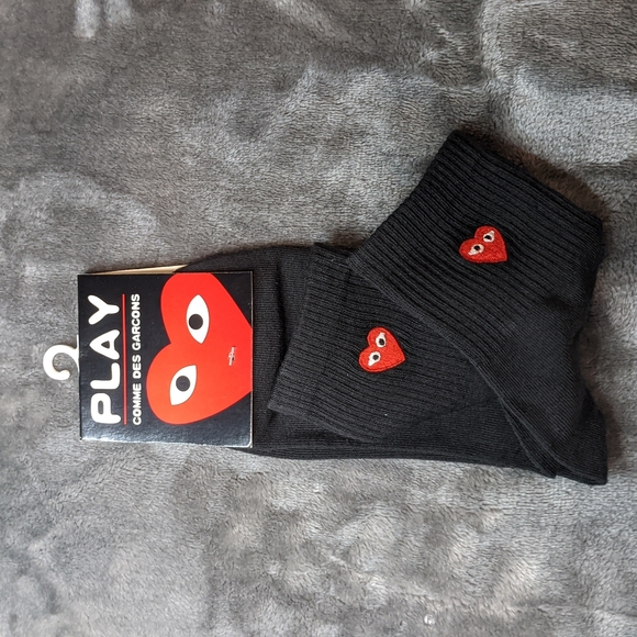COMME DES GARCONS black PLAY socks high ankle cut - Picture 5 of 6